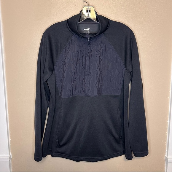 Avia Tops - Avia Black Quilted 1/2 Zip Pullover Sweatshirt Size XL